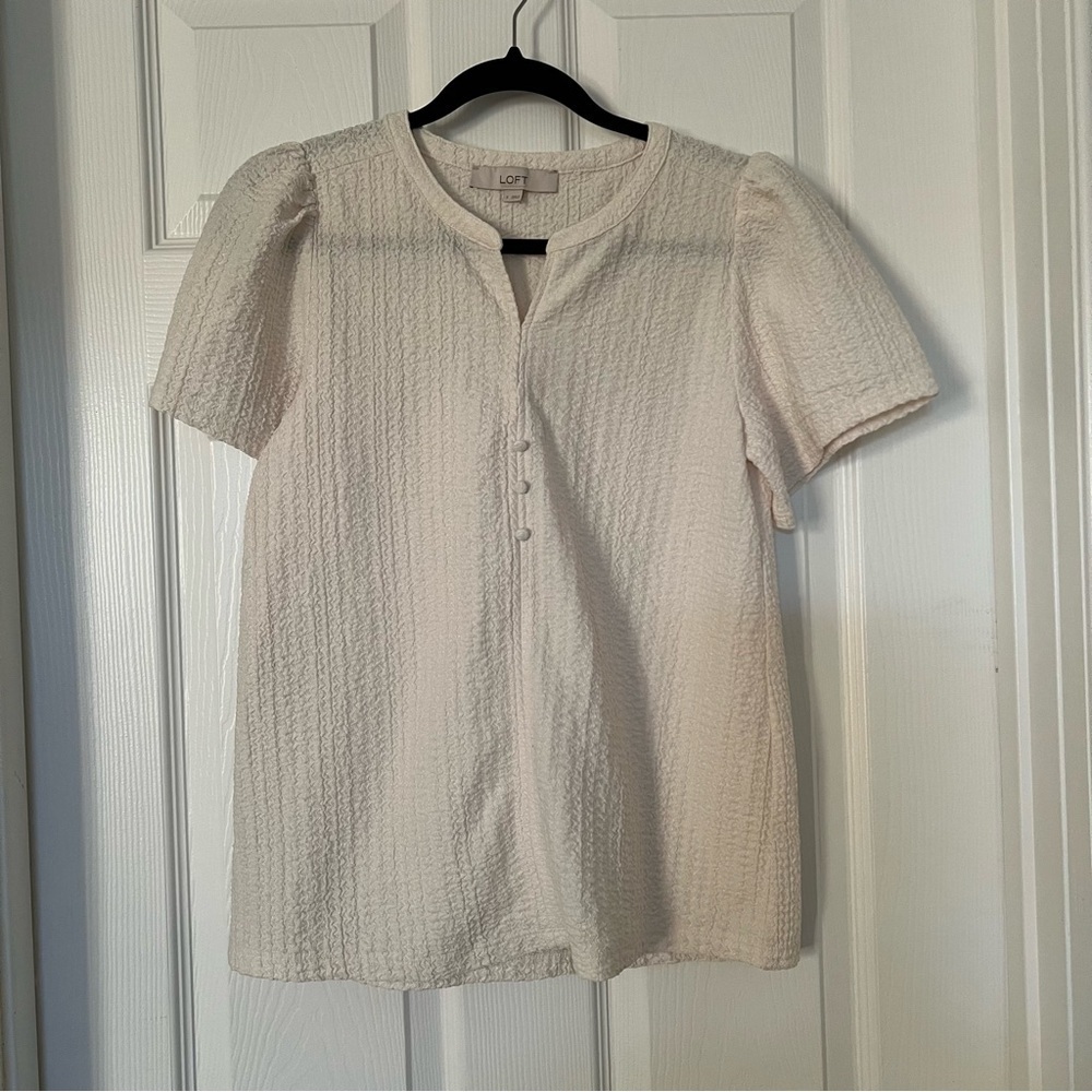 LOFT Ivory Textured Blouse